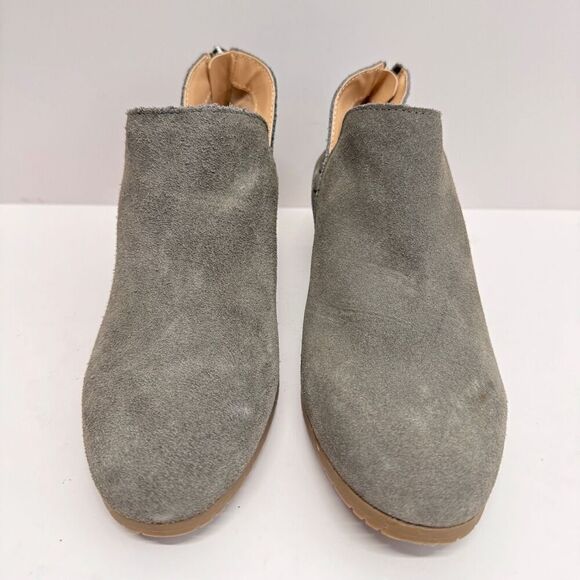 Kenneth Cole Reaction Boots Size 6US Gray Leather Suede Block Heel NEW - Picture 5 of 11